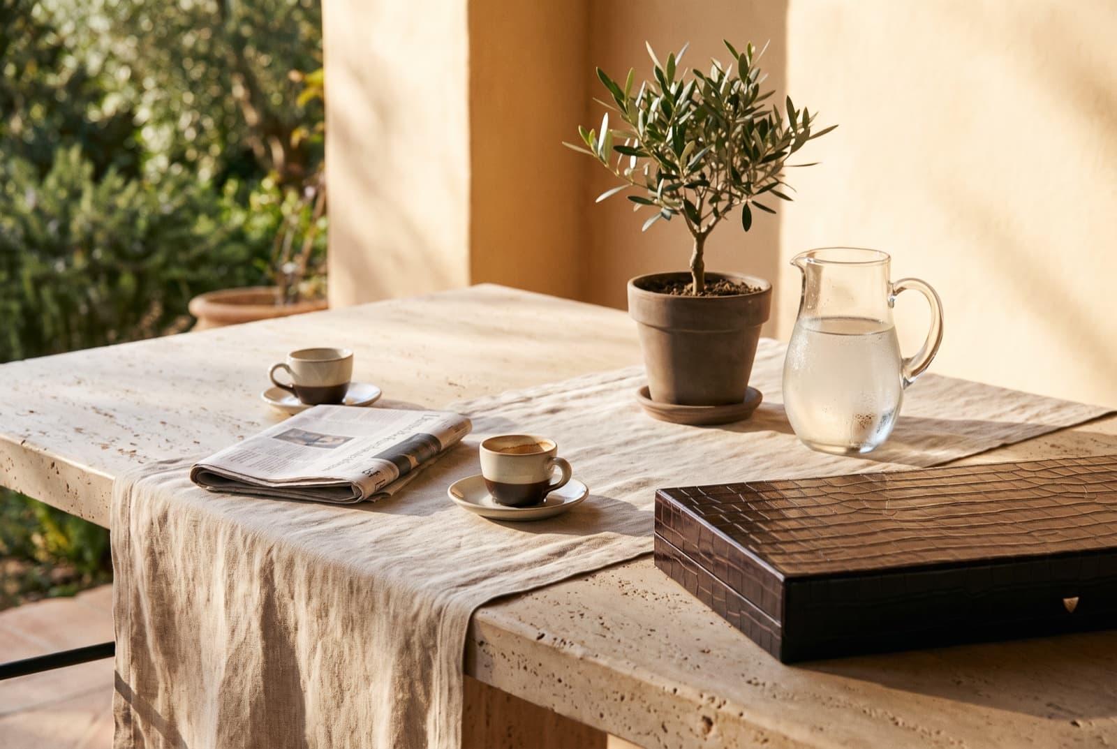 A Sunday morning table, the board waiting at the edge of it