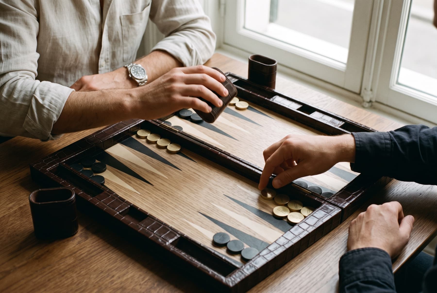 Mid-game — a checker on the move