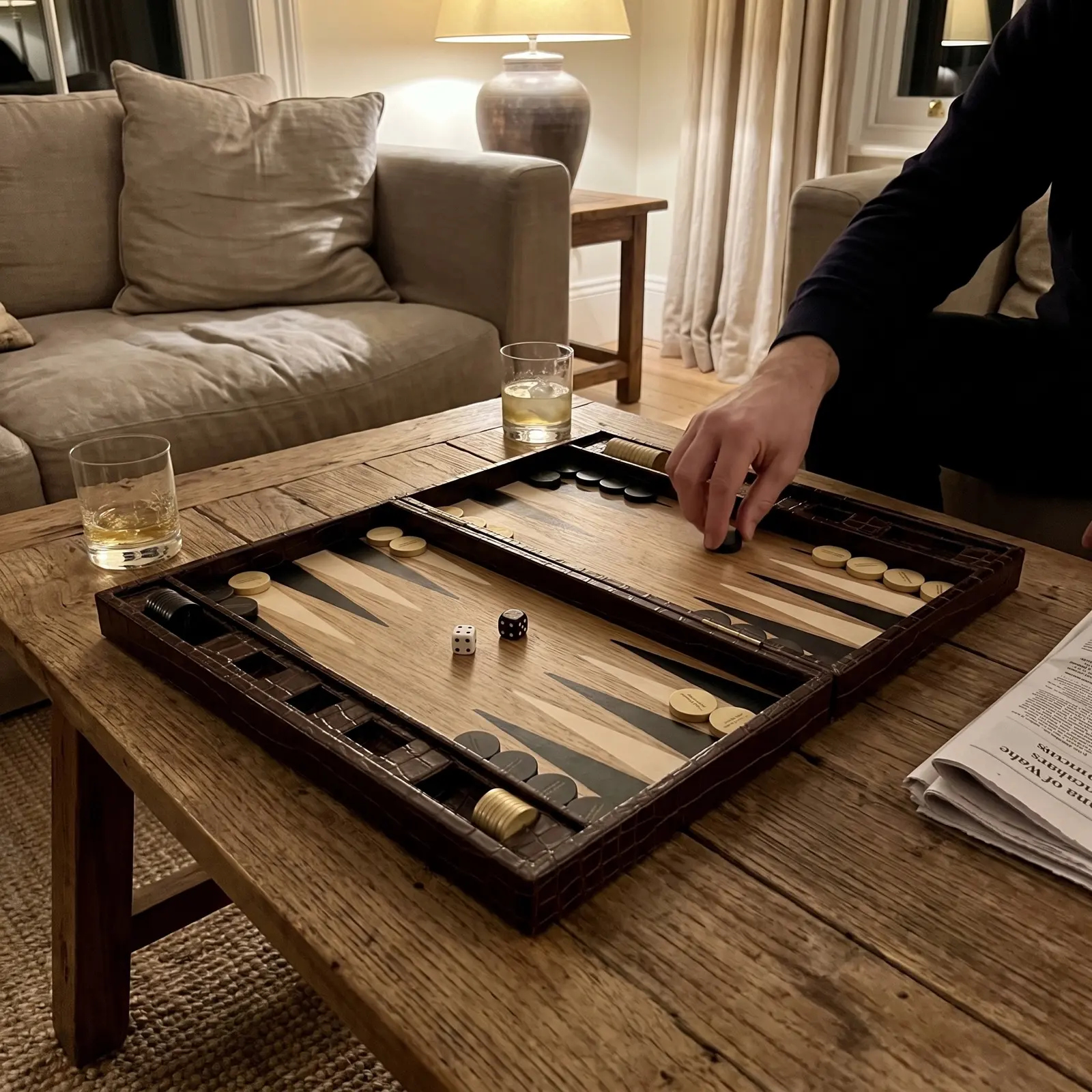 The complete Havana Heirloom Board being played on a living-room coffee table